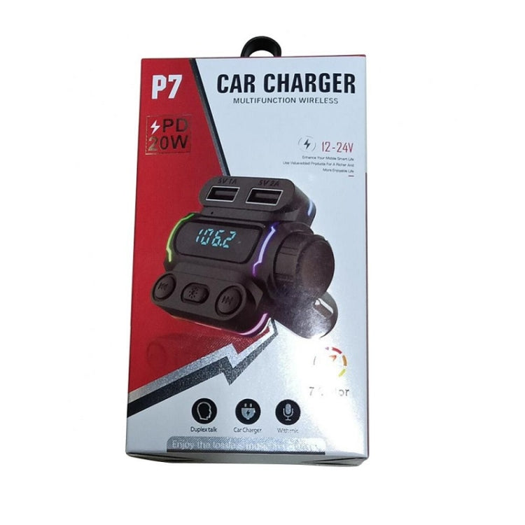 P7 PD20W QC3.0 Dual Fast Charging Car MP3 Player FM Transmitter(Color Box)
