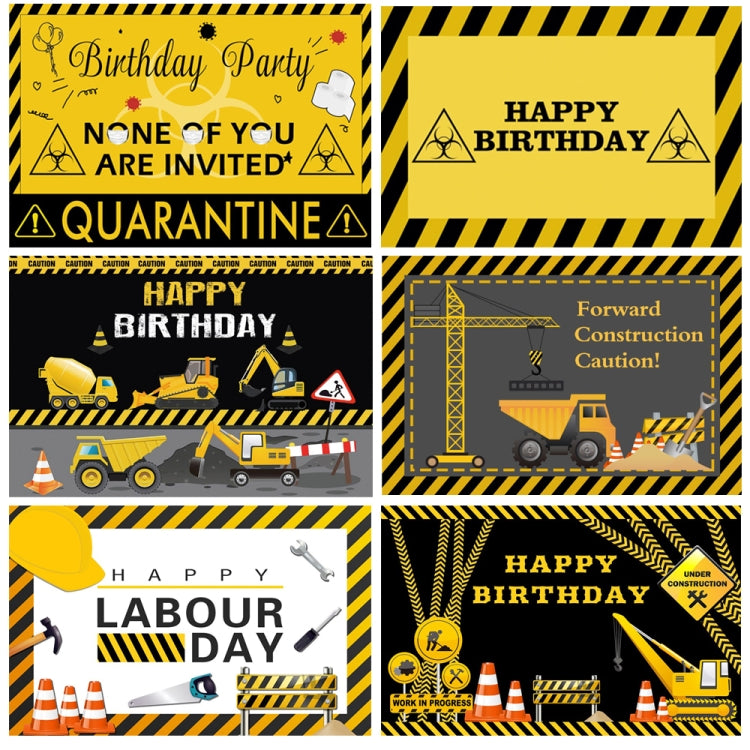 1.5m x 1m  Construction Vehicle Series Happy Birthday Photography Background Cloth(Mdn09841)
