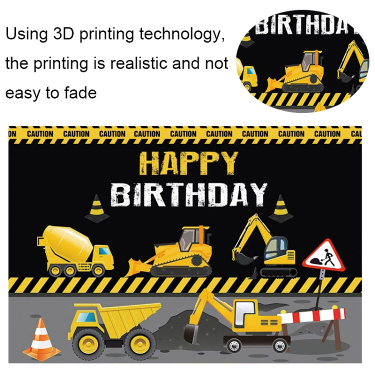 1.5m x 1m  Construction Vehicle Series Happy Birthday Photography Background Cloth(Mdn09841)