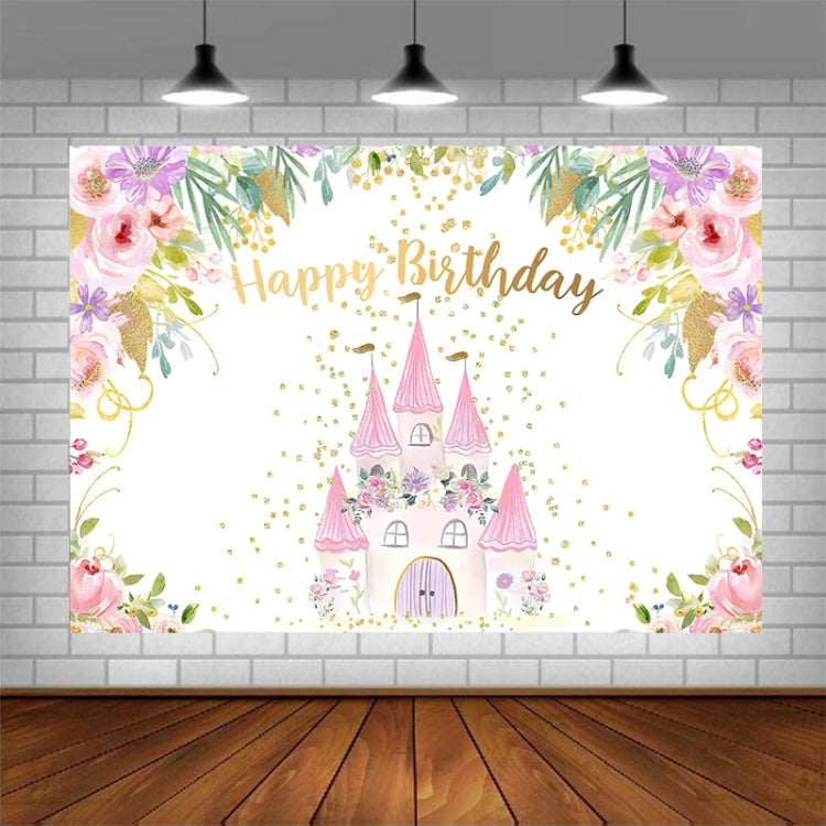 1.5m X 1m Cartoon Castle Photography Background Cloth Birthday Party Scene Decoration