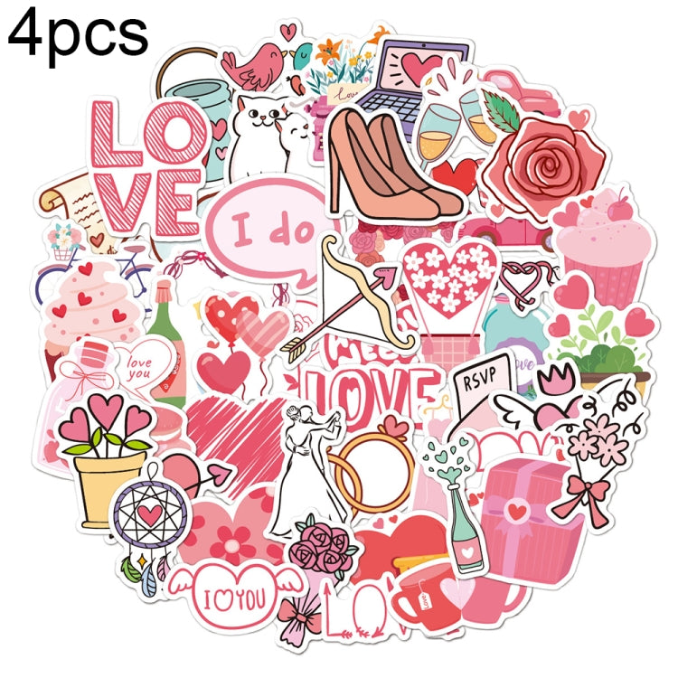 4sets Valentine Day Gifts Decorative Stickers Cartoon Water-resistant Water Cup Sticker, Spec: N14