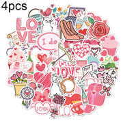 4sets Valentine Day Gifts Decorative Stickers Cartoon Water-resistant Water Cup Sticker, Spec: N14