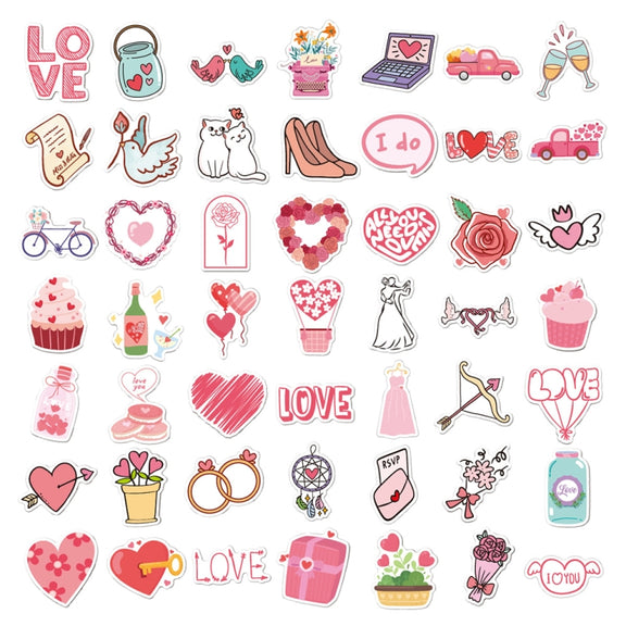 4sets Valentine Day Gifts Decorative Stickers Cartoon Water-resistant Water Cup Sticker, Spec: N14