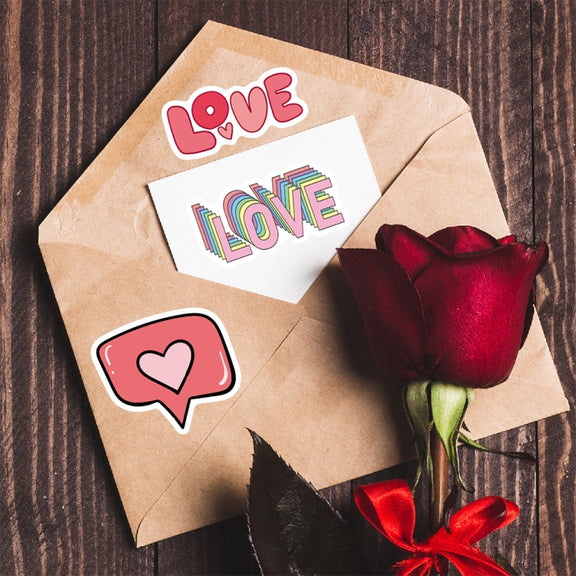 4sets Valentine Day Gifts Decorative Stickers Cartoon Water-resistant Water Cup Sticker, Spec: N14