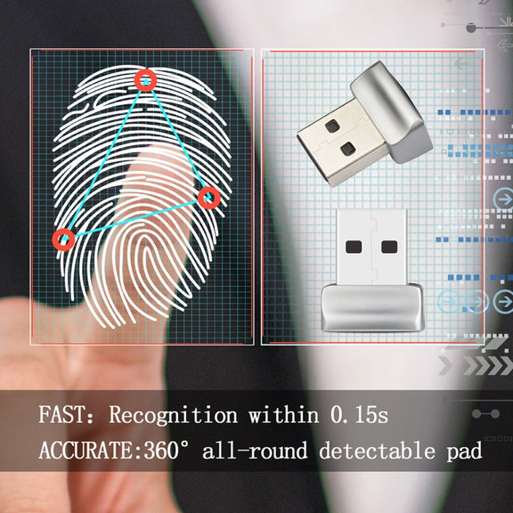 TRU7 USB Fingerprint Reader Module for Windows 8 / 10 / 11 Hello(Silver Gray)