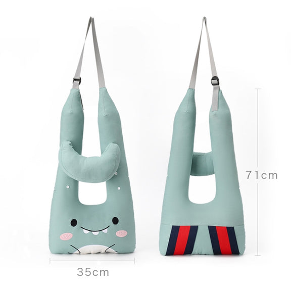 8146 Cartoon Adjustable Car Children Sleep Safety Belt U-shaped Neck Pillow(Blue Penguin)