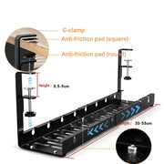 Stretchable Under Desk Cable Management Tray Carbon Steel Cable Organizer Cable Storage Rack(White)