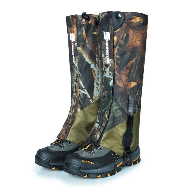 LUCKSTONE Unisex Water-resistant Gaiters Cycling Legwarmers Leg Cover Camping Hiking Ski Boot(Camouflage+Army Green)