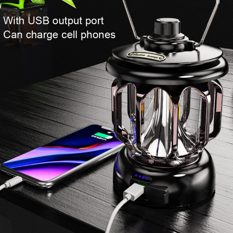 LH-B46 LED Retro Tent Light Convenient USB Charging Camping Light(Black)