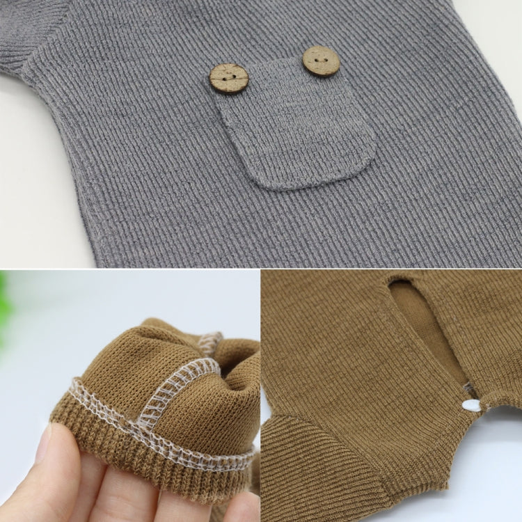Newborn Photography Clothing Baby Knitted Jumpsuit + Hat + Mouse Doll Three-Piece Set(Brown)