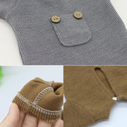 Newborn Photography Clothing Baby Knitted Jumpsuit + Hat + Mouse Doll Three-Piece Set(Grey)