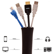 5 In 1  Cord Management Organizer Kit Cable Sleeve With Zipper Cable Clip