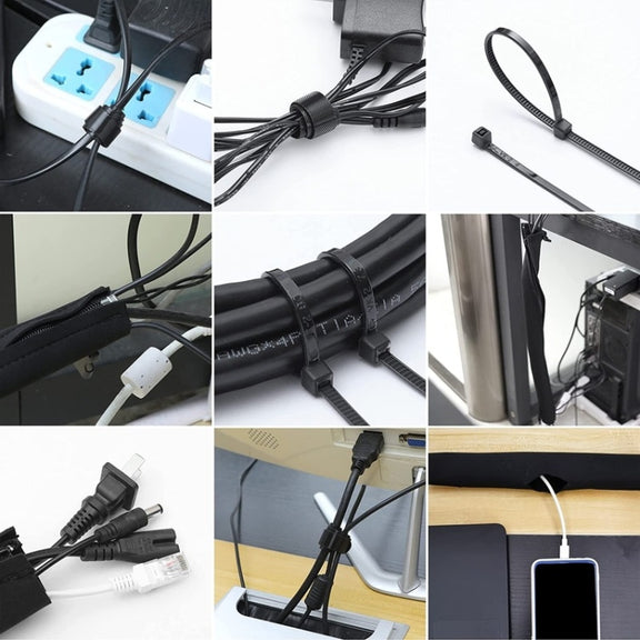 5 In 1  Cord Management Organizer Kit Cable Sleeve With Zipper Cable Clip