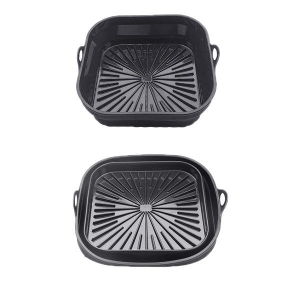 Air Fryer Grill Mat High Temperature Resistant Silicone Baking Tray, Specification: Square Black
