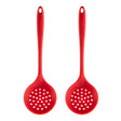 2pcs Non-stick High Temperature Resistant Silicone Cookware, Style: Leak Spoon(Red) - Cooking Tools by PMC TechLife | Online Shopping South Africa | PMC TechLife | Buy Now Pay Later Mobicred