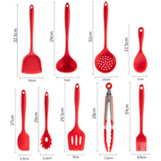 2pcs Non-stick High Temperature Resistant Silicone Cookware, Style: Rice Spoon(Red)