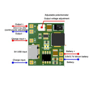 3.7V 18650 Single Cell Lithium Battery Adjustable Boost Voltage Converter Module With Charging Circuit