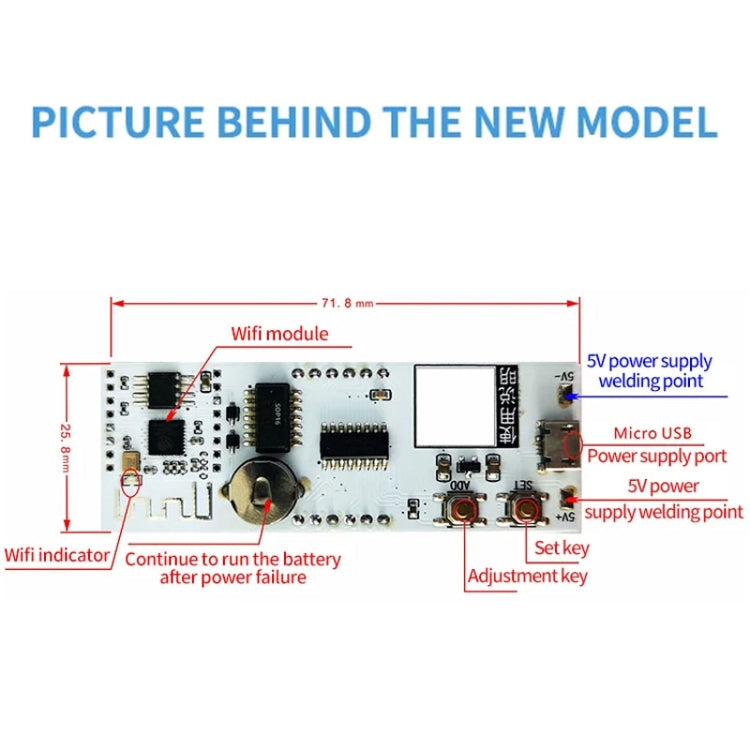 0.8 Inch Electronic Clock Movement Module WIFI Digital Tube Digital Time Display(Blue)