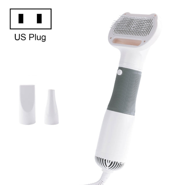 3 in 1 600W Pet Electric High Wind Hair Removal Blowing Combs, Specification: US Plug 110V(Gray)
