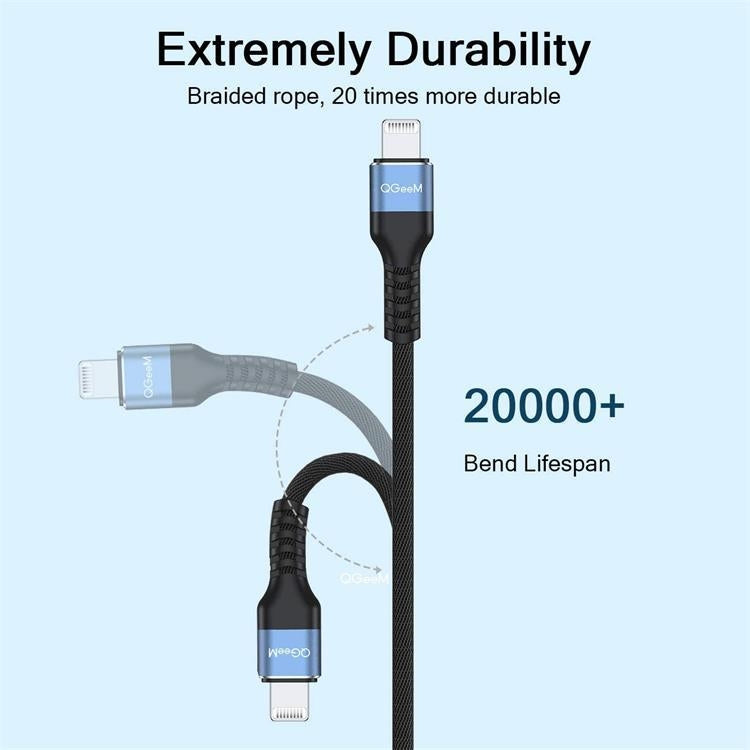 QGeeM MF01 USB-A To 8 Pin Phone Tablet Fast Charging Data Cable, Length: 1m