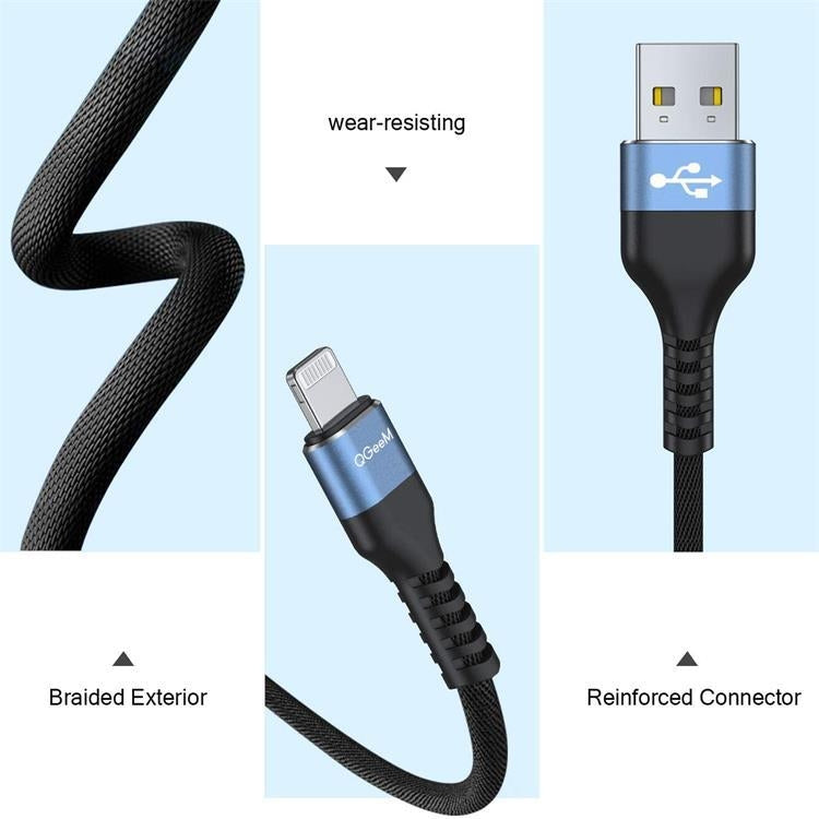 QGeeM MF01 USB-A To 8 Pin Phone Tablet Fast Charging Data Cable, Length: 1m