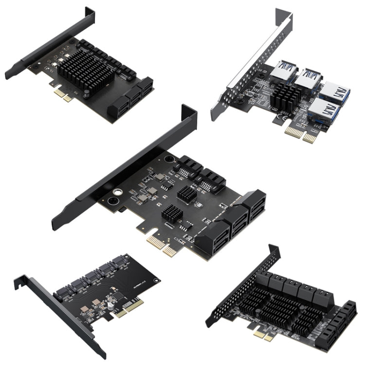 PCIE X1 To 10 Ports SATA3.0 Rotary Card Computer Desktop Solid State Hard Disk