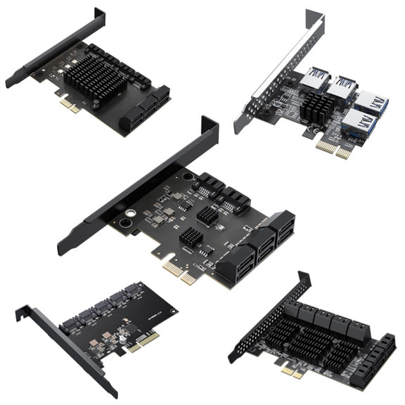 PCIE X1 To 10 Ports SATA3.0 Rotary Card Computer Desktop Solid State Hard Disk