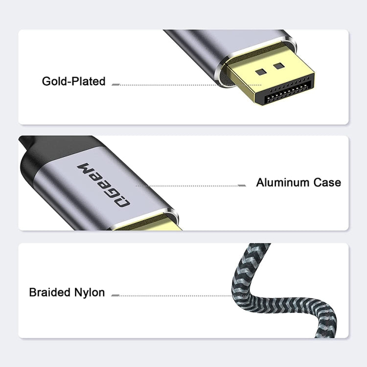 QGeeM QG-UA13 Type-C To DP 4K 60Hz Nylon Braided Adapter Cable, Length: 3m
