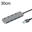 HS0059 Independent Switch USB 3.0 4 Ports Extension Type-C / USB-C Aluminum Alloy HUB, Cable Length: 30cm - USB 3.0 HUB by PMC TechLife | Online Shopping South Africa | PMC TechLife | Buy Now Pay Later Mobicred