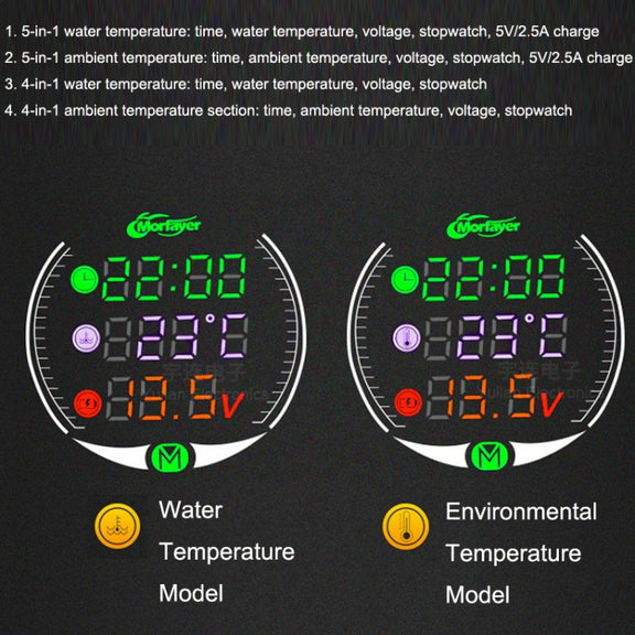Morfayer YL-M05 4 In 1 Environmental Temperature Model 9-24V LED Night Vision Motorcycle Modification Instrument