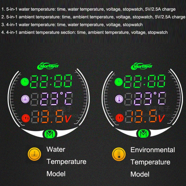 Morfayer YL-M05 4 In 1 Environmental Temperature Model 9-24V LED Night Vision Motorcycle Modification Instrument