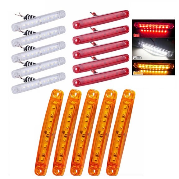 MK-224 10pcs 12-24V Truck Trailer 9LED Side Light Tail Lamp Signal Light(White)