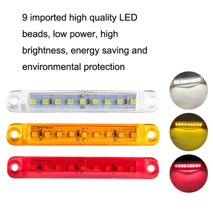 MK-224 10pcs 12-24V Truck Trailer 9LED Side Light Tail Lamp Signal Light(White)