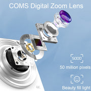 C13 2.88 inch 4K 8X Optical Zoom Telescopic Lens HD Digital Camera, Spec: White