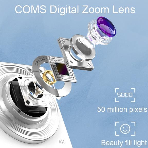 C13 2.88 inch 4K 8X Optical Zoom Telescopic Lens HD Digital Camera, Spec: White