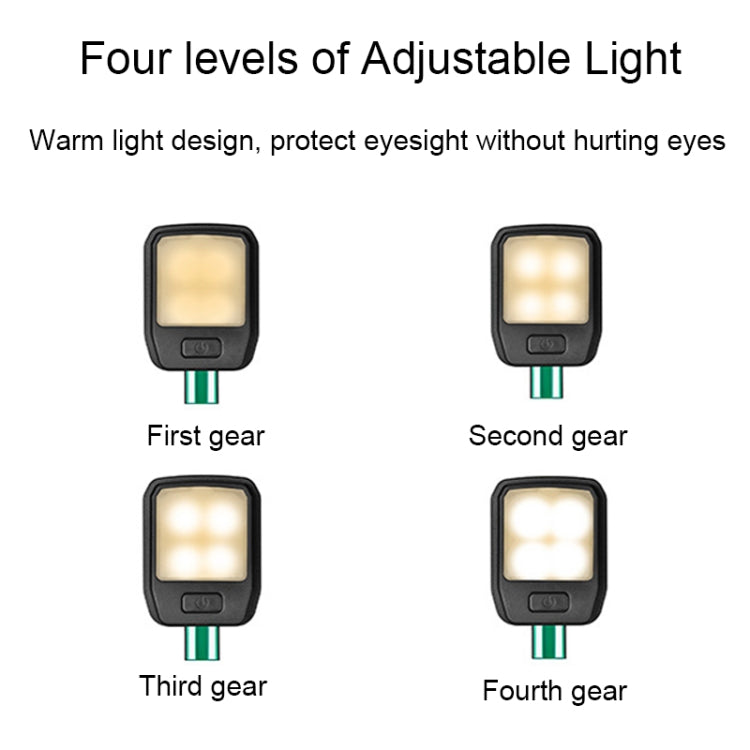Portable Book Clip Light Four-Gear Adjustable Charging Eye Protection Lamp(Black)