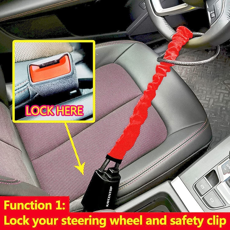 S308 Car Steering Wheel Wire Rope Lock Security Anti-theft Locks(Black)
