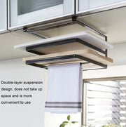 Double-layer Punch-free Kitchen Wall-Mounted Cutting Board Rack(White)