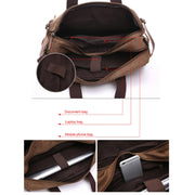 Casual Canvas Three-Purpose Business Briefcase Computer Bag, Color: Khaki Large