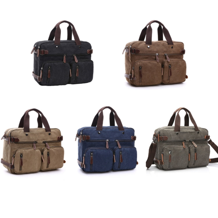 Casual Canvas Three-Purpose Business Briefcase Computer Bag, Color: Khaki Small