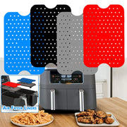 For NINJA DZ201 DZ401 Air Fryers 2pcs Silicone Pad Rectangular Liner(Black)