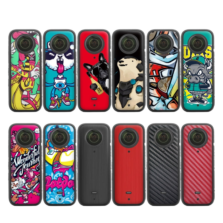 Sunnylife IST-TZ485 For DJI Insta360 X3 Panoramic Camera PVC Protection Scraper Film Stickers(Graffiti+Carbon Pattern Black)