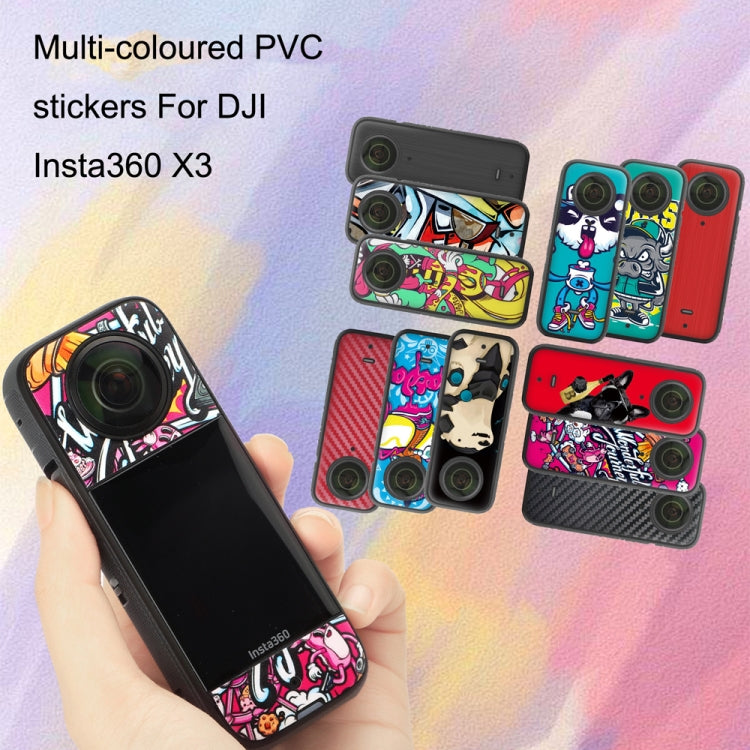 Sunnylife IST-TZ485 For DJI Insta360 X3 Panoramic Camera PVC Protection Scraper Film Stickers(Polar Bear+Carbon Pattern Red)