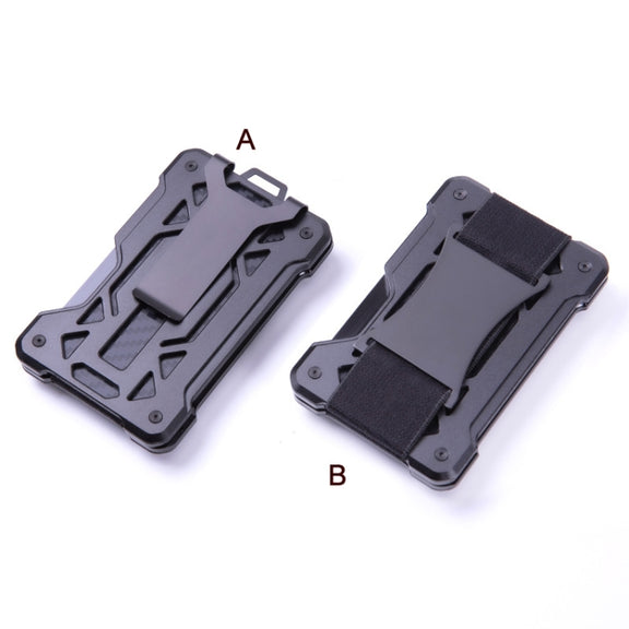 For AirTag Tracker Card Holder Metal Anti-Theft RFID Wallet(B Model Black)