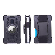 For AirTag Tracker Card Holder Metal Anti-Theft RFID Wallet(B Model Black)