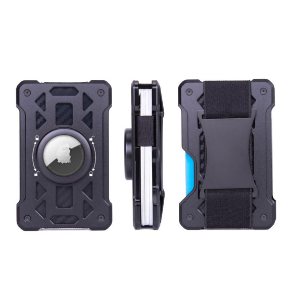 For AirTag Tracker Card Holder Metal Anti-Theft RFID Wallet(B Model Black)