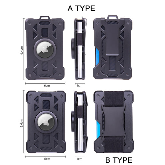 For AirTag Tracker Card Holder Metal Anti-Theft RFID Wallet(B Model Black)