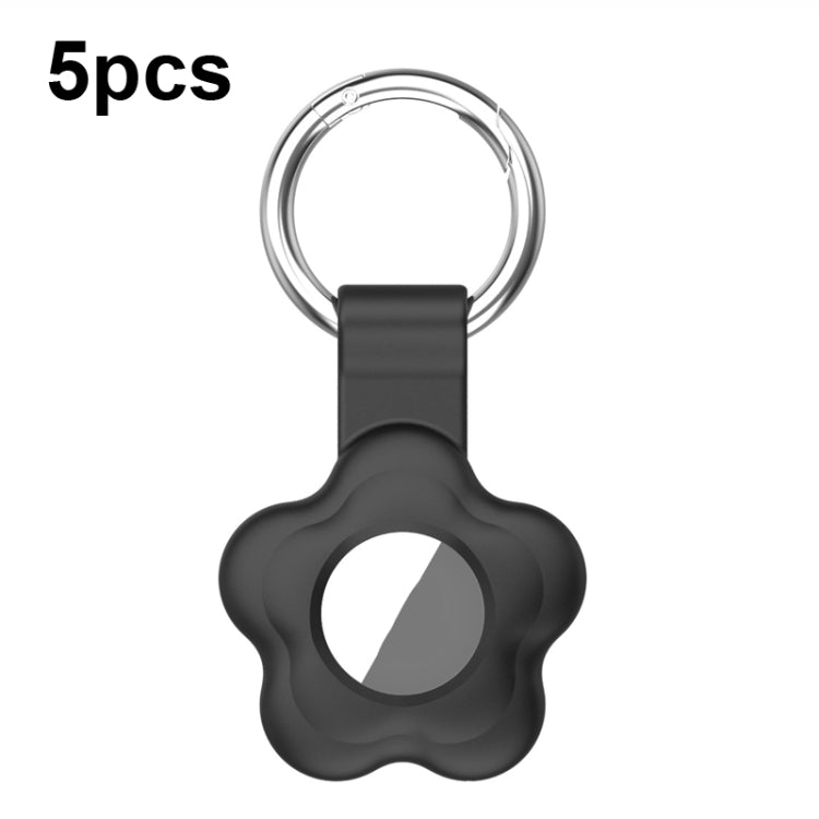 For AirTag 5pcs AT03 Tracker Case Positioning Anti-loss Device Storage Keychain Cover(Black)