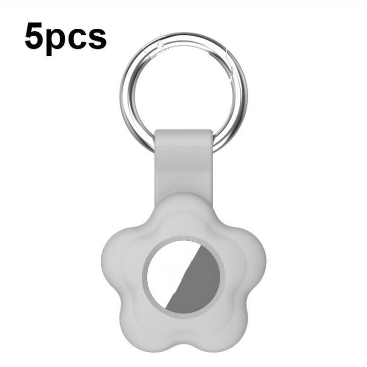 For AirTag 5pcs AT03 Tracker Case Positioning Anti-loss Device Storage Keychain Cover(Grey)