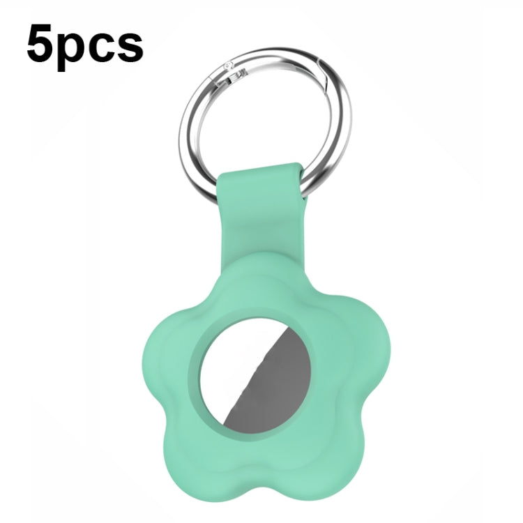 For AirTag 5pcs AT03 Tracker Case Positioning Anti-loss Device Storage Keychain Cover(Mint Green)